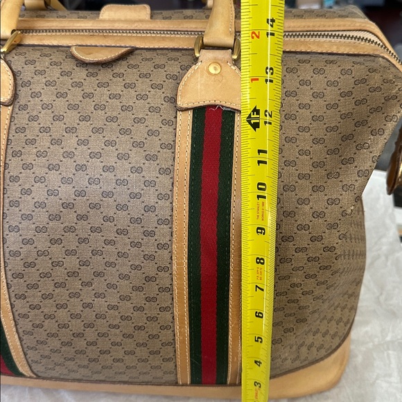 Vintage Authentic Gucci Monogram GG Web Travel Bag Red/Green Stripes EUC - Picture 15 of 16